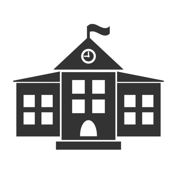 Okul Vektör Simgesi Beyaz Arkaplanda Izole Edilmiş Bina — Stok Vektör