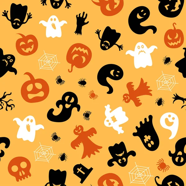 Design Halloween Símbolos Halloween Fantasma Aranha Abóbora Estilo Cartoon Ilustração — Vetor de Stock