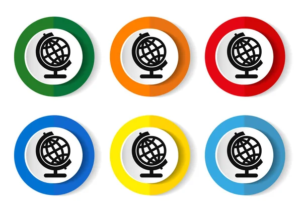 Dünya Dünya Simgeleri Sembolleri Web Düğmeleri Ile Renk Seçeneği Içeren — Stok Vektör