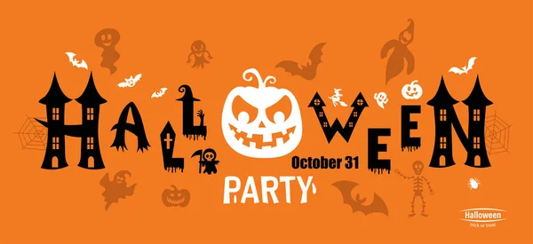Buon Halloween Sms Banner Illustrazione Vettoriale — Vettoriale Stock