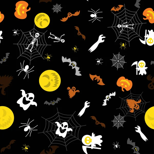 Modello Vettoriale Senza Soluzione Continuità Design Halloween Halloween Simboli Fantasma — Vettoriale Stock