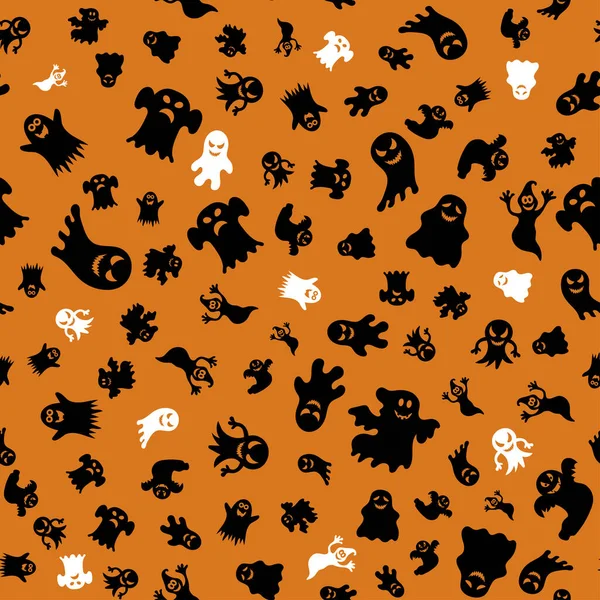 Sömlös Vektormönster För Halloween Design Halloween Symboler Spöke Tecknad Stil — Stock vektor