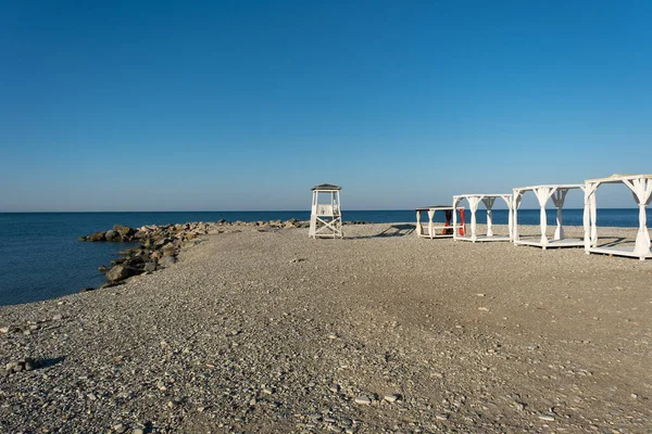 Strandwachttoren Het Stadsstrand Ochtend Het Resort Nebug Krasnodar Territory Rusland — Stockfoto