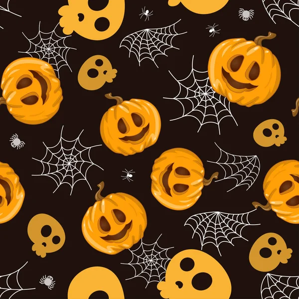 Modèle Vectoriel Sans Couture Pour Conception Halloween Symboles Halloween Citrouille — Image vectorielle