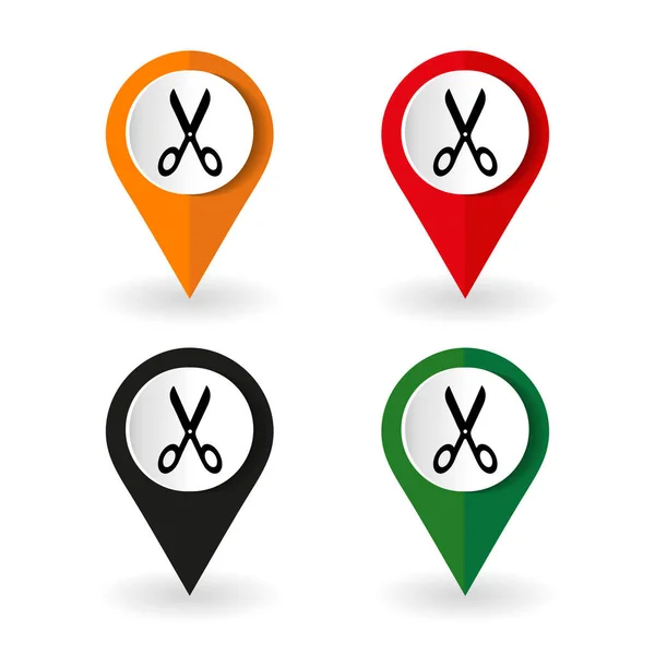 Map Marker Scissors Symbol Vector Illustration — Stock Vector