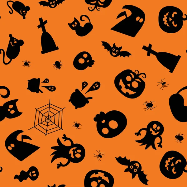 Modèle Vectoriel Sans Couture Pour Conception Halloween Symboles Halloween Fantôme — Image vectorielle