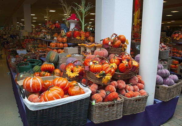 Abóboras no supermercado . — Fotografia de Stock