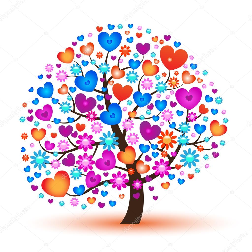 Vector tree with hearts