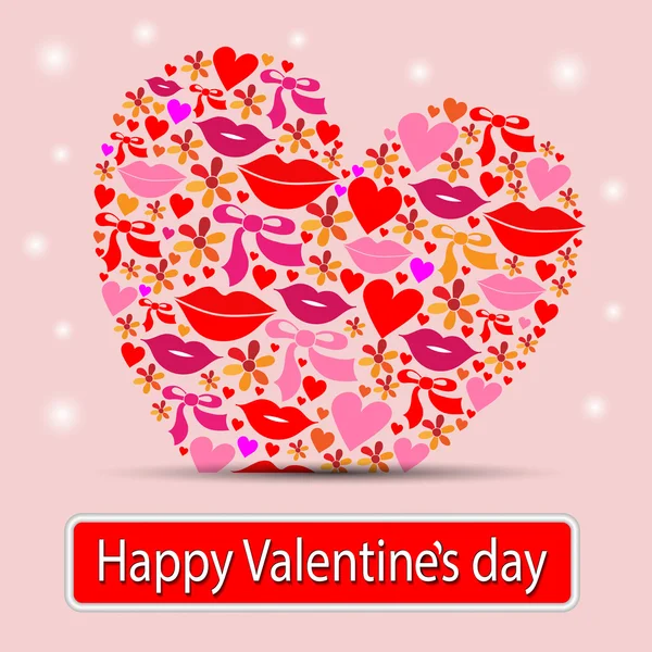 Card with heart, valentine — Stock Vector