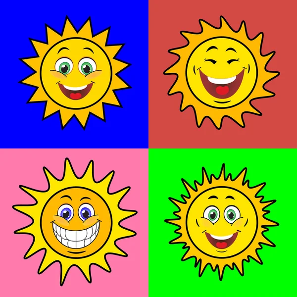 Suns with smile — Stock Vector