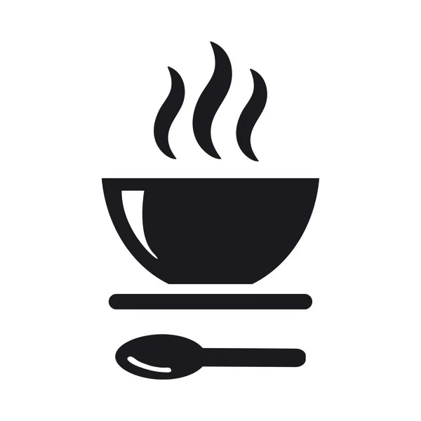 Icône noire de soupe et cuillère — Image vectorielle