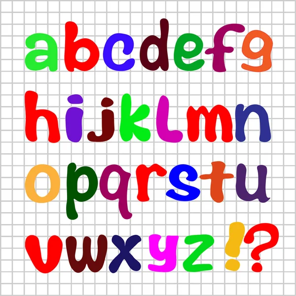 Det engelske alfabetet på hvit bakgrunn med et rutenett – stockvektor