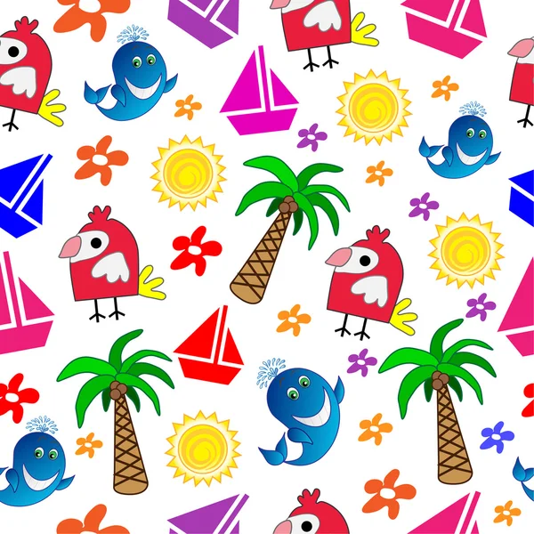 Whales, palm trees and parrots — Stock Image Whales, palm trees and parrots Royalty Free Stock Photos