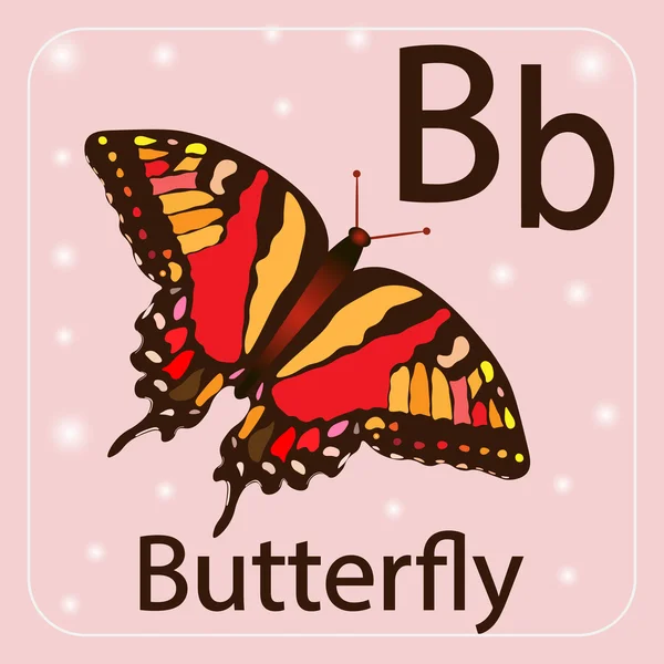 Englischer Buchstabe b, butterfly — Stockvektor