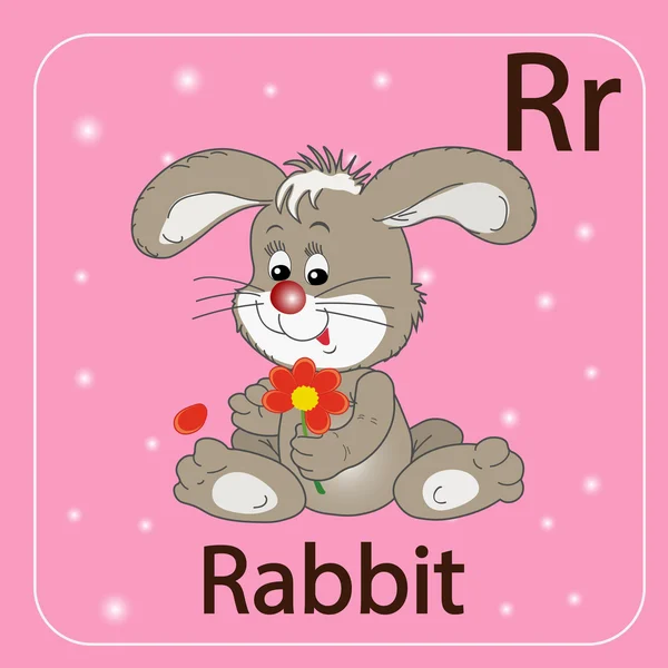 La lettre anglaise R and a rabbit — Image vectorielle