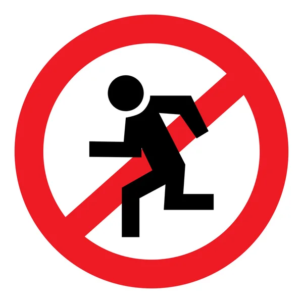 Round icon forbidding jogging — Stock Vector