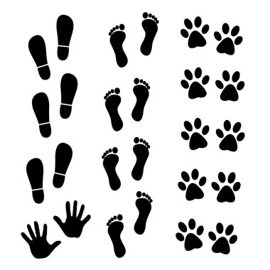 Vector collection of human and animal trace clipart