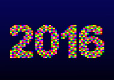 Mutlu yeni yıl 2016 tebrik kartı sanat piksel yaptım.