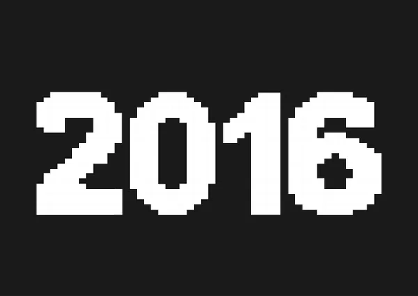 Szczęśliwy nowy rok 2016 kartkę z życzeniami w pikseli sztuki. Ilustracja wektorowa na wakacje projekt. Party plakat, karty z pozdrowieniami, baner lub zaproszenie. — Wektor stockowy