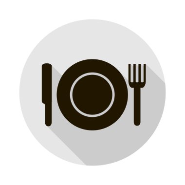 Plaka, bıçak ve çatal bir siluet vektör simgesi.