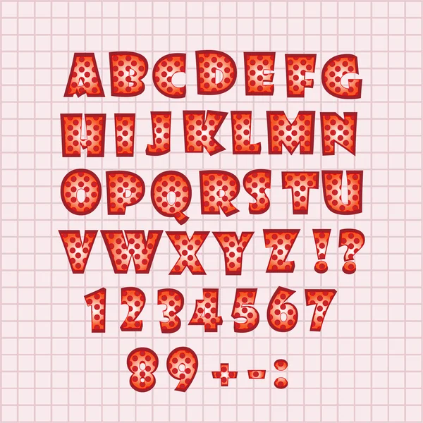 Rotes Alphabet auf rosa Hintergrund in der Box. Vektorillustration. — Stockvektor