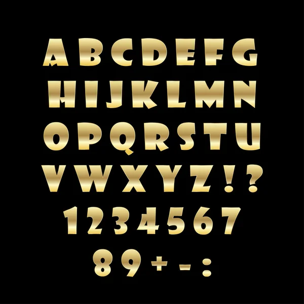 English golden alphabet on a black background — Stock Vector