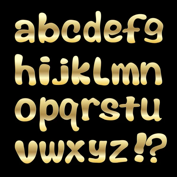 Zlatá anglická abeceda na černém pozadí. Vektorový obrázek. — Stockový vektor