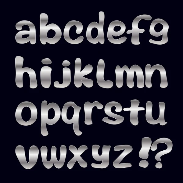 Alphabet anglais argenté sur fond noir. Illustration vectorielle . — Image vectorielle