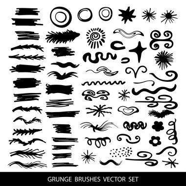 vektör kümesi grunge fırça darbeleri.