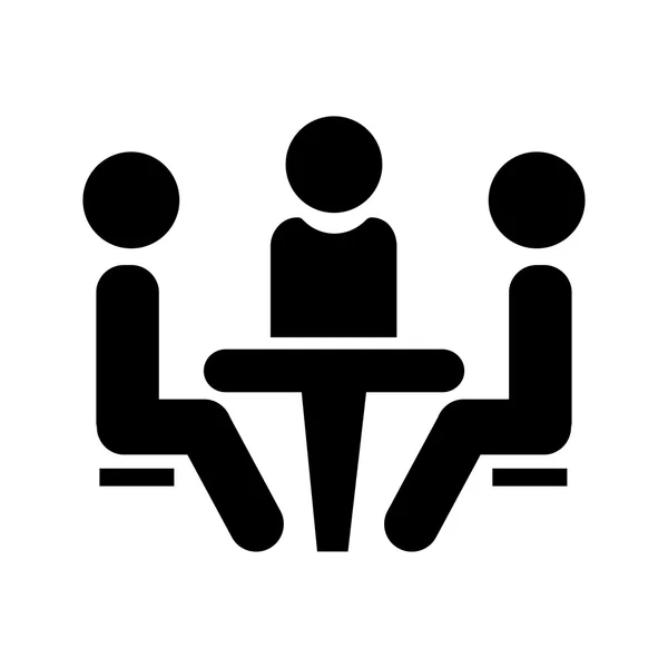 Konferenz-Ikone. Menschen sitzen am Tisch. — Stockvektor