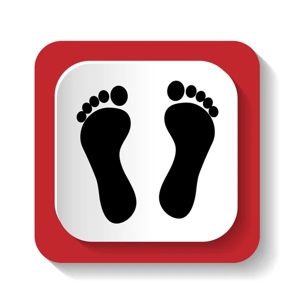 Rode vector pictogrammen met de afbeelding van voetafdrukken — Stockvector