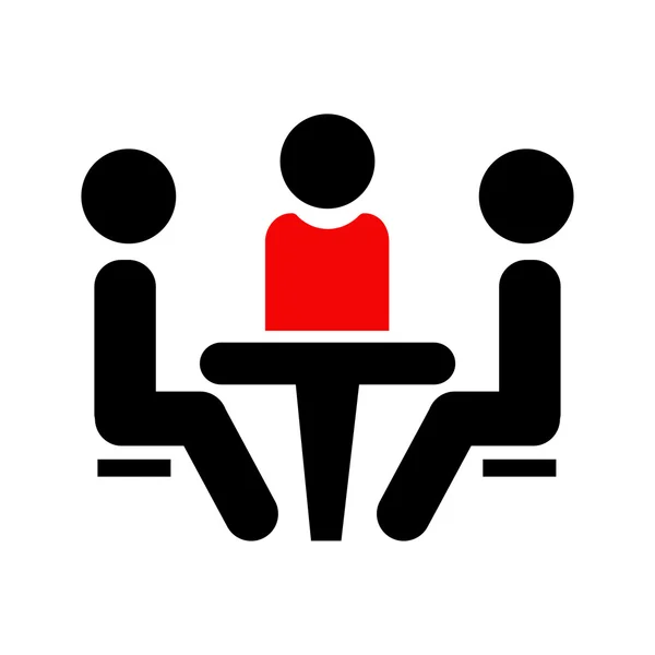 Icono de conferencia. Gente sentada a la mesa . — Vector de stock