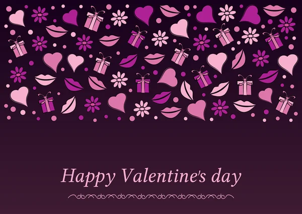 Postcard to the day of Valentine heart on a purple background — Stock Vector