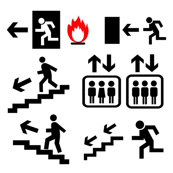 벡터 비상구 표지판 세트 — 스톡 벡터