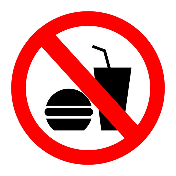 Не дозволено їжу, не їсти, не їсти, не їсти або не пити знак заборони на їжу та напої — стоковий вектор