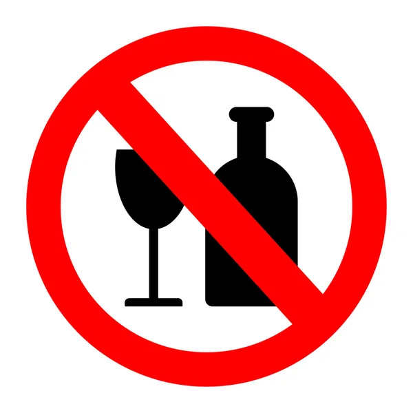 Žádný alkohol znamení na bílém pozadí. — Stockový vektor