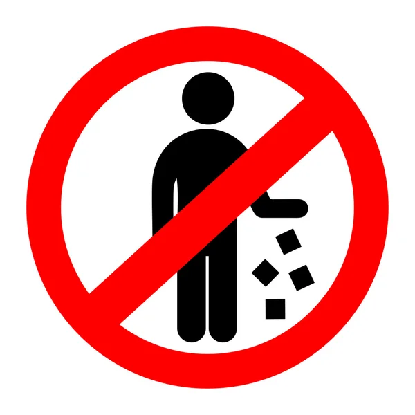 Красный круг Нет мусора запрещенный знак, икона или этикетка изолировать на белом фоне — стоковый вектор
