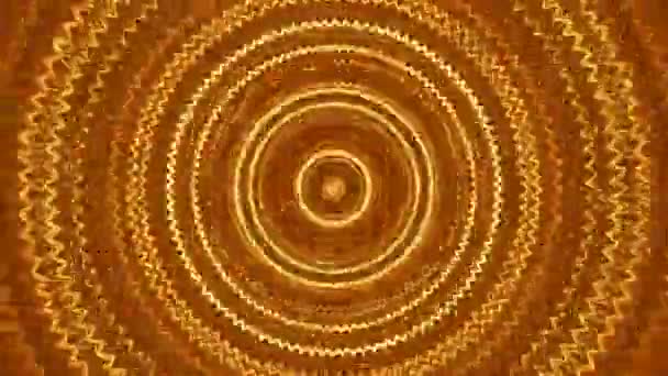 VJ fundo caleidoscópico fractal. Movimento dourado com design redondo como fundo. Disco dinâmico espectro mandala luzes bulbo local concerto. 4k — Vídeo de Stock