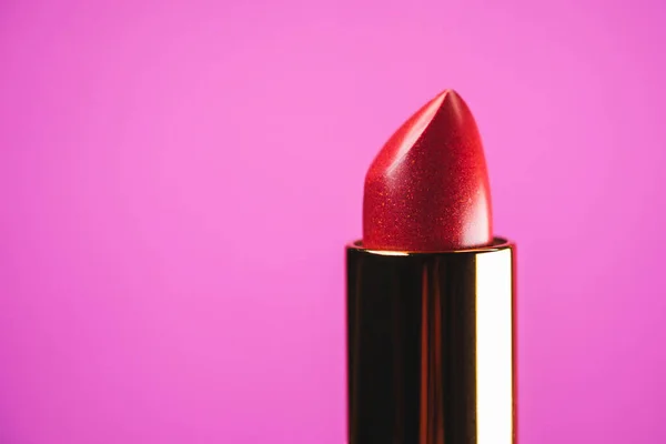 Lipstick on pink background. Showcase or advertisement for beauty brand, Concept of fashion, cosmetics with copy space — Stock Photo, Image