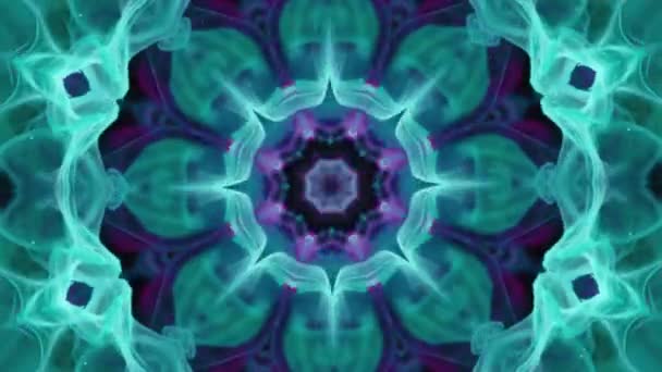 VJ fundo caleidoscópico fractal. Movimento com design multi cores. Espectro de mandala Disco ilumina bulbo local concerto. Decoração, mosaico, conceito de simetria. — Vídeo de Stock