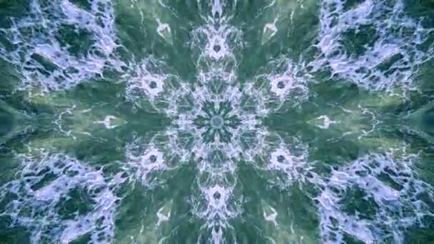 Wellen Mandala Looping Kaleidoskop-Sequenz. Abstrakte Bewegungsgrafik Hintergrund. Meer strukturierte Wirkung, Bewegungsdesign. Erstaunliches Mosaik, Symmetrie-Konzept. — Stockvideo