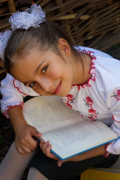 Beautiful little girl 7 years in embroidery books