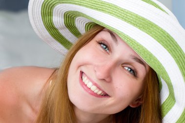 woman straw hat in sunny 