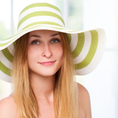 woman straw hat in sunny 