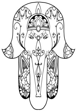 El çekilmiş fil hamsa kolye