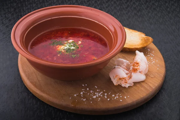 Horká polévka boršč — Stock fotografie