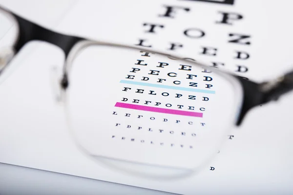 Okulary na test egzamin ostrości — Zdjęcie stockowe
