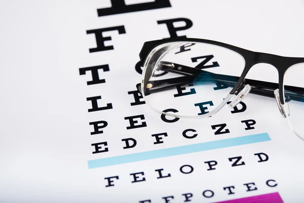 Gafas en la prueba de examen de enfoque —  Fotos de Stock