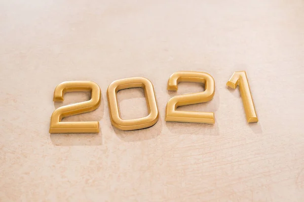 Golden 2021 Nummer Med Gott Nytt Sten Bakgrund — Stockfoto