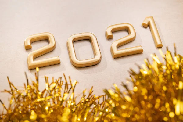 Golden 2021 Nummer Med Gott Nytt Sten Bakgrund — Stockfoto
